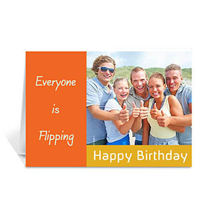 Custom Classic Orange Photo Birthday Cards, 5