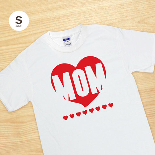 Custom Print Red Heart mum White Adult Small T Shirt
