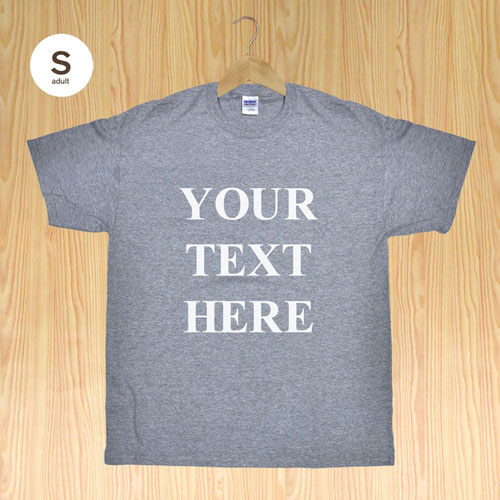 Custom Print Personalised Message Words Gray Adult Small T Shirt